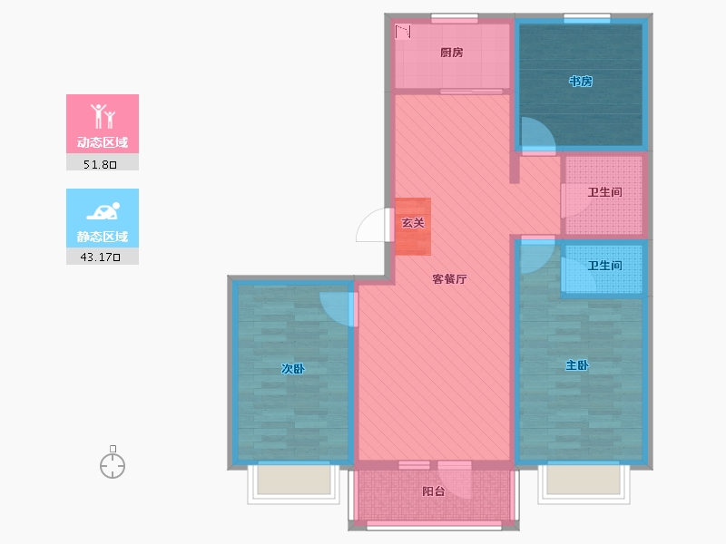 山西省-晋中市-　鑫湖家园小区-82.86-户型库-动静分区