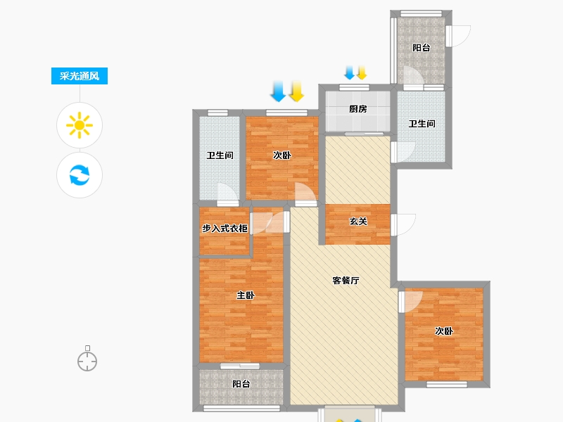 河北省-保定市-天鹅湖-104.00-户型库-采光通风