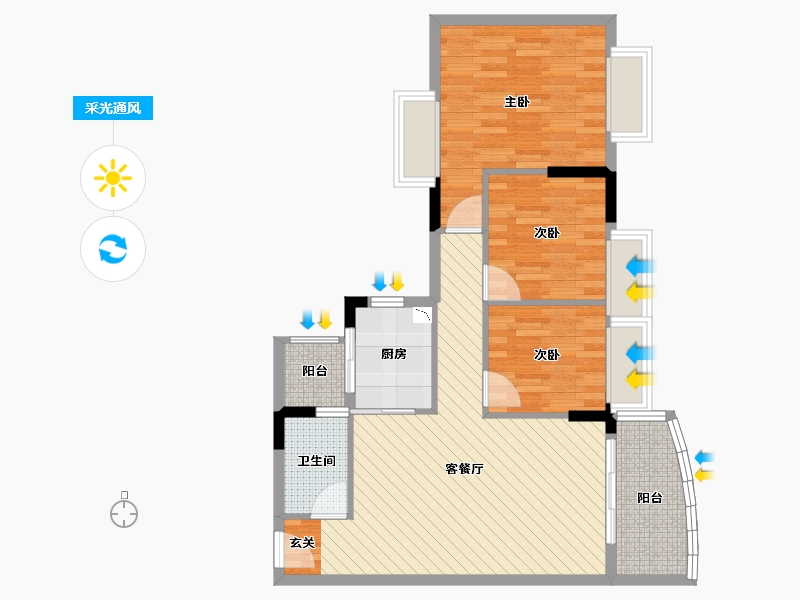 广东省-广州市-富力现代-75.64-户型库-采光通风