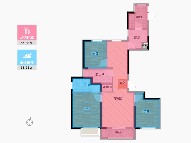 河南省-郑州市-白沙雁鸣社区-77.48-户型库-动静分区