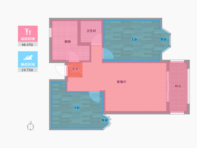 山东省-威海市-朝阳小区-68.34-户型库-动静分区