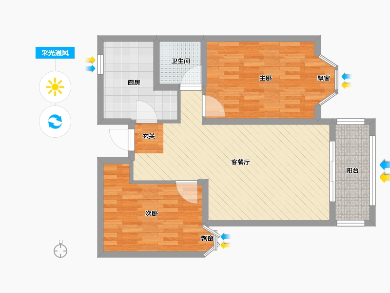 山东省-威海市-朝阳小区-68.34-户型库-采光通风