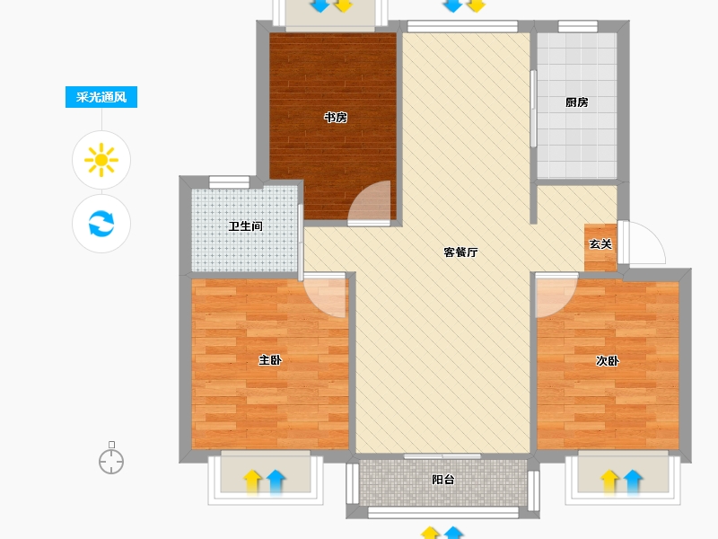 上海-上海市-新舒苑-69.92-户型库-采光通风