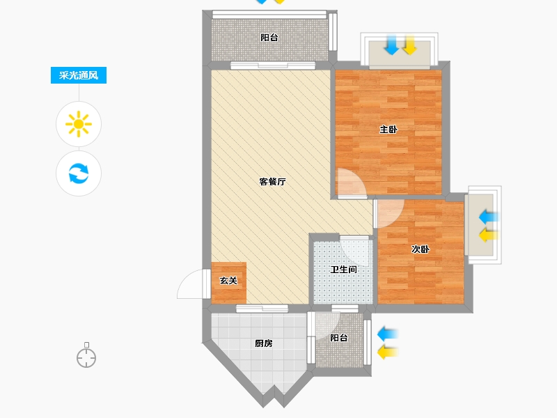 广东省-深圳市-招商桃花园一期-58.92-户型库-采光通风