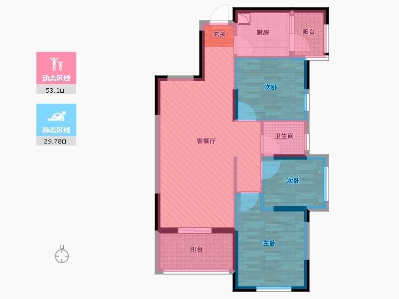 湖北省-武汉市-保利海上五月花二期-72.70-户型库-动静分区