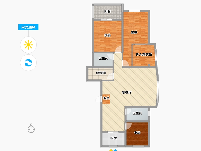 浙江省-绍兴市-天宇大厦-1幢-131.24-户型库-采光通风