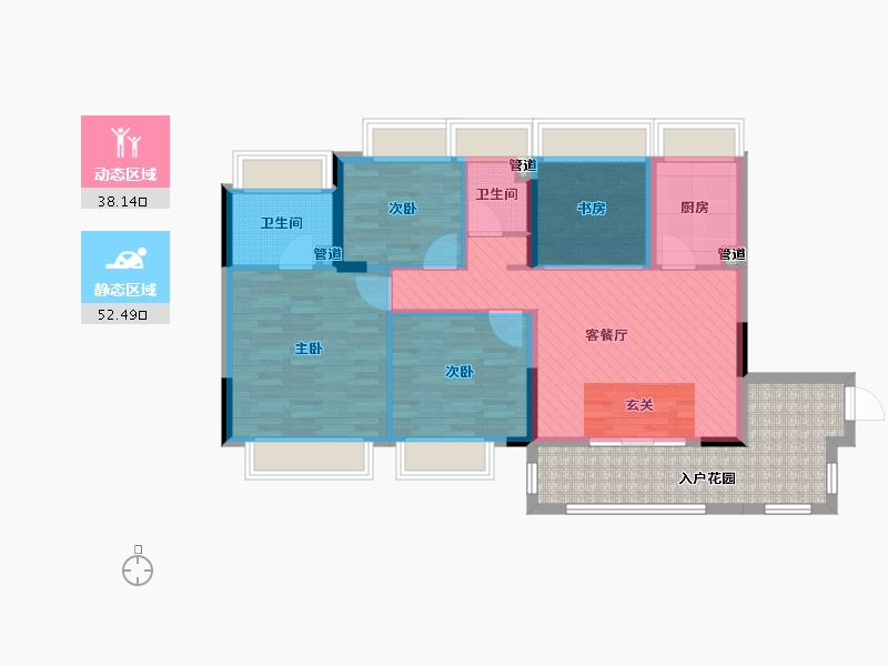 广东省-广州市-云星・钱隆天誉-95.24-户型库-动静分区