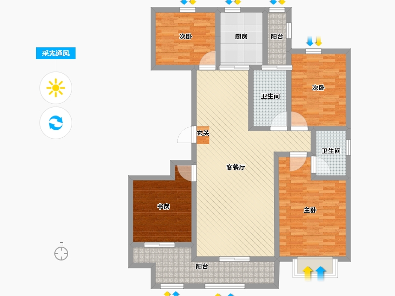 山东省-菏泽市-御景天下-103.85-户型库-采光通风