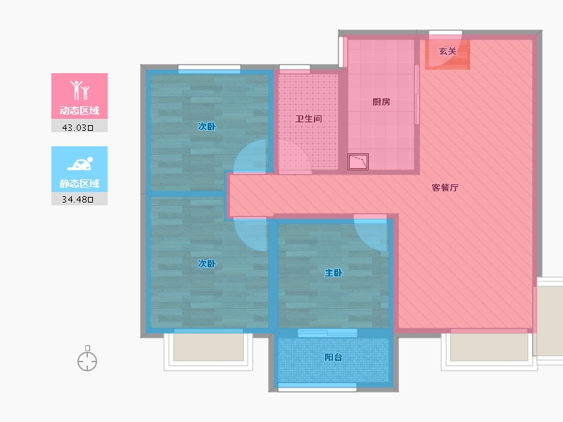 山东省-济南市-梦世界华园-67.50-户型库-动静分区