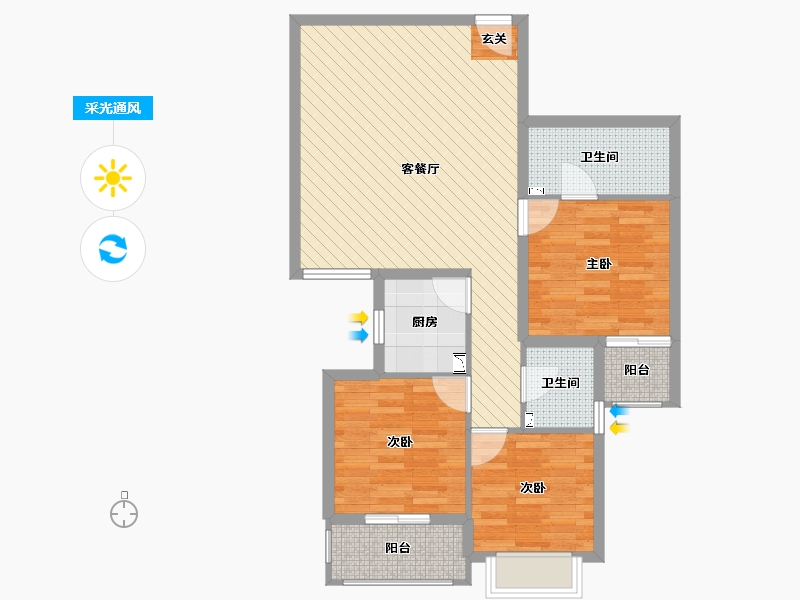 陕西省-西安市-三民汉风苑东区-82.07-户型库-采光通风