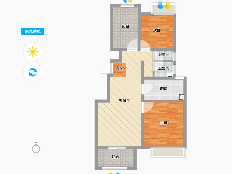 浙江省-嘉兴市-绿地美郡-70.40-户型库-采光通风