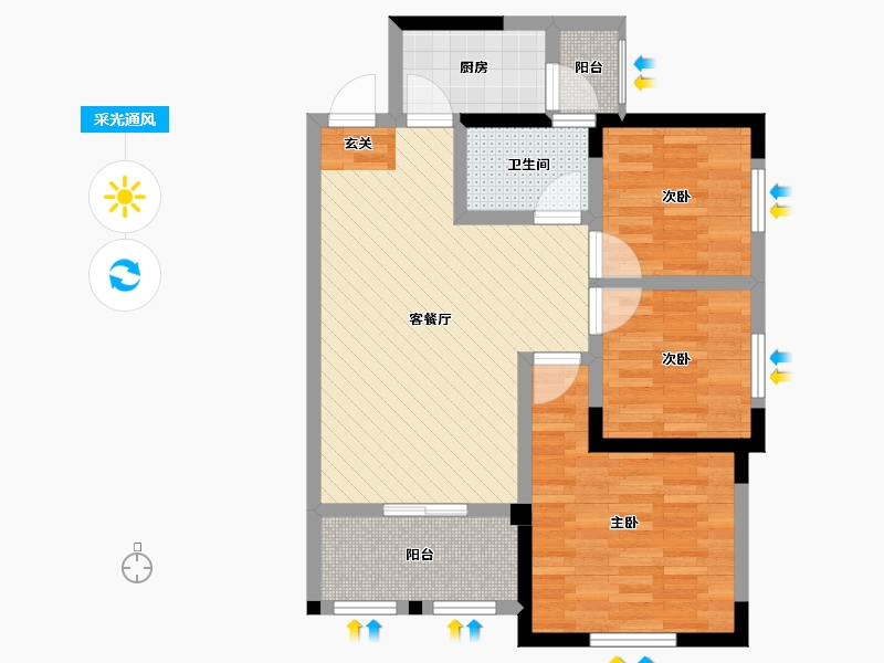 四川省-成都市-蜀南春郡-71.08-户型库-采光通风