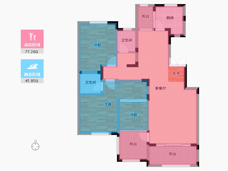 河南省-郑州市-法兰原著-107.40-户型库-动静分区