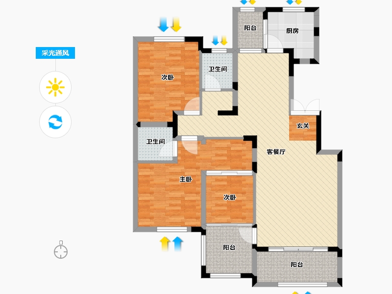 河南省-郑州市-法兰原著-107.40-户型库-采光通风