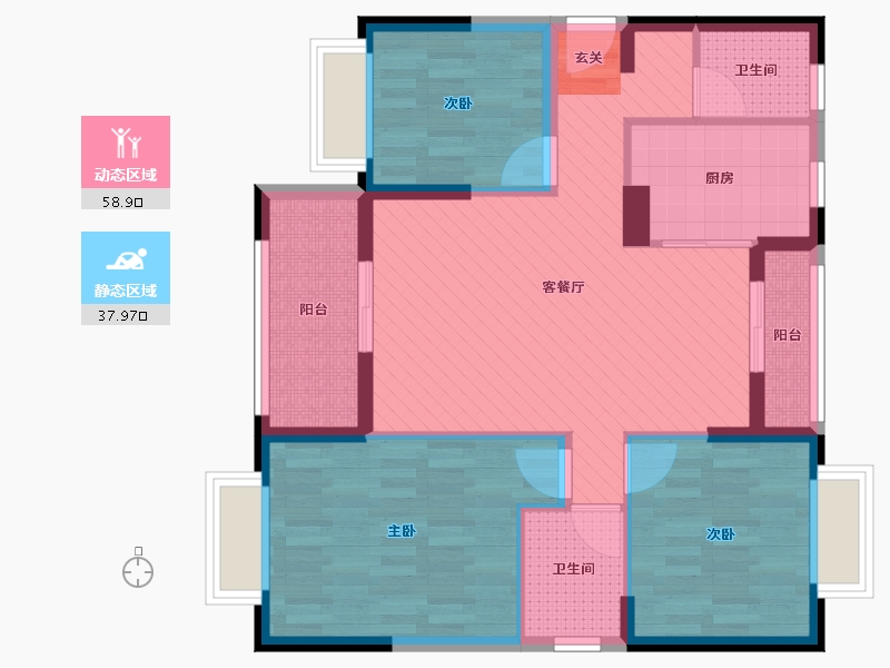 湖北省-武汉市-石首书香门第-85.01-户型库-动静分区