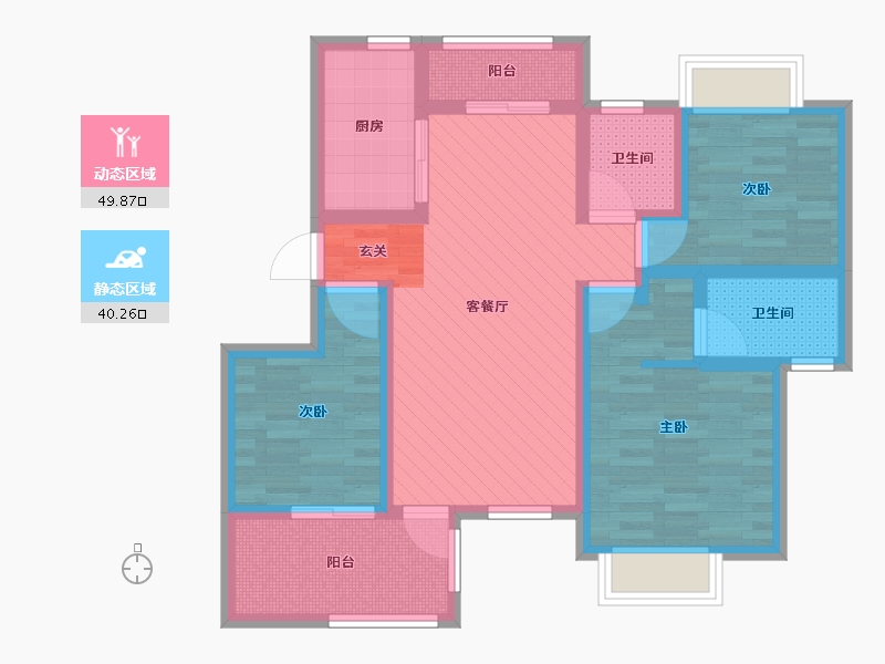 江苏省-扬州市-和昌运河东郡-76.23-户型库-动静分区