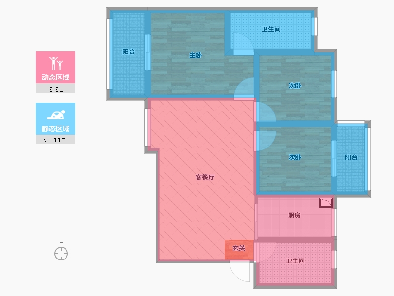 陕西省-宝鸡市-托斯卡纳-82.64-户型库-动静分区