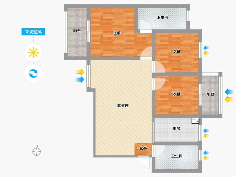 陕西省-宝鸡市-托斯卡纳-82.64-户型库-采光通风