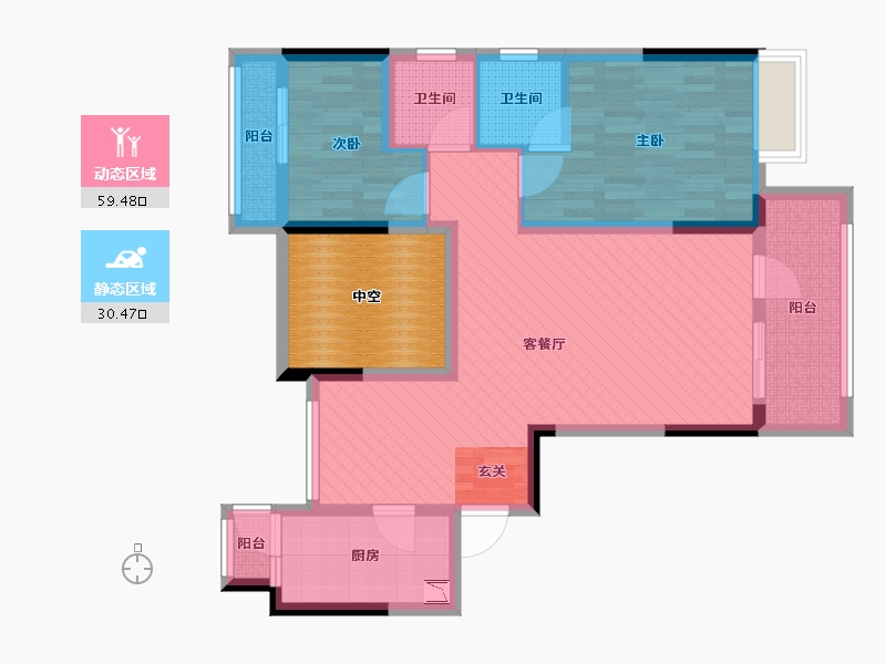 四川省-成都市-景茂雍水岸郦府-86.35-户型库-动静分区