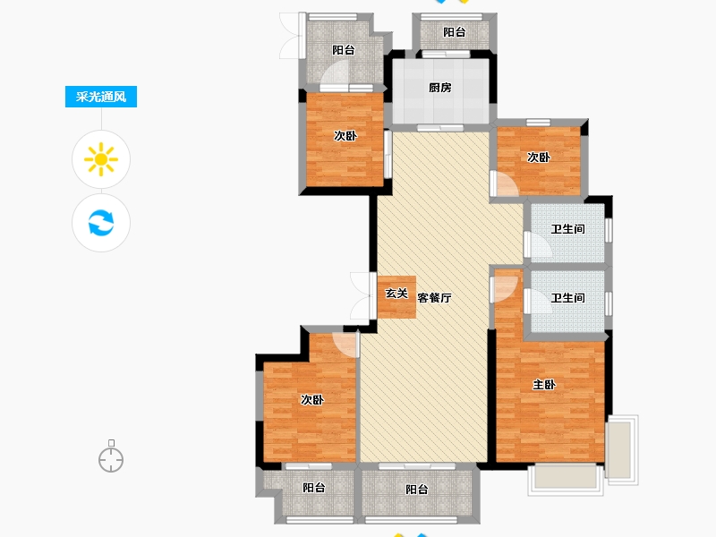 北京-北京市-新兴小区-118.94-户型库-采光通风