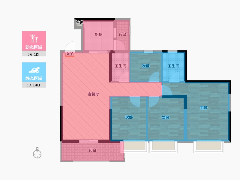 广东省-湛江市-廉江锦绣华景-96.46-户型库-动静分区