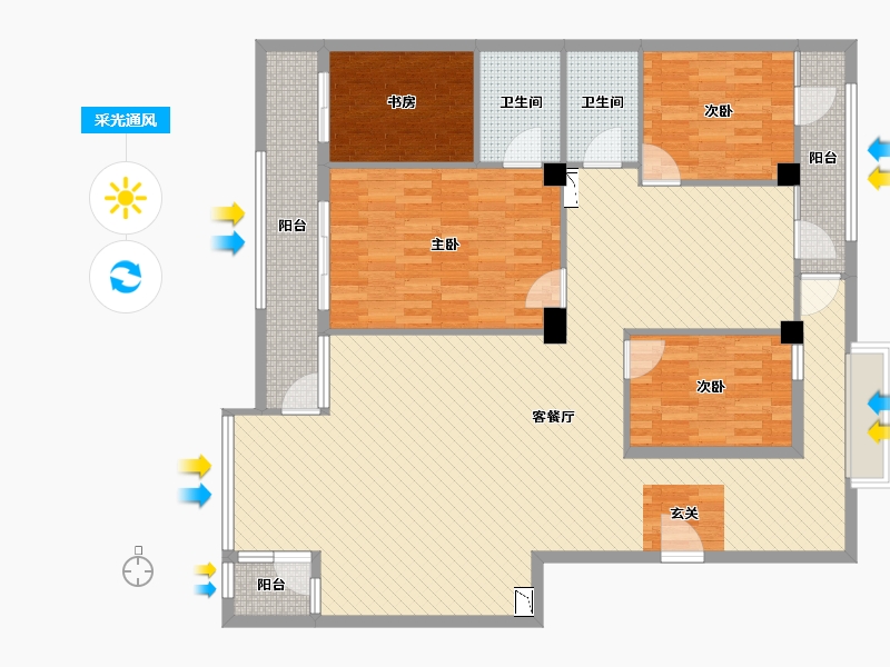 山东省-东营市-西湖印象二期-144.71-户型库-采光通风