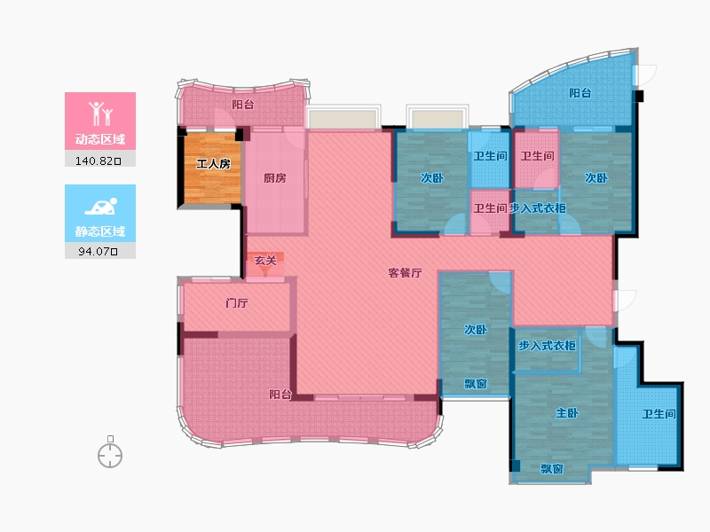 广东省-汕头市-愉珑湾-217.41-户型库-动静分区