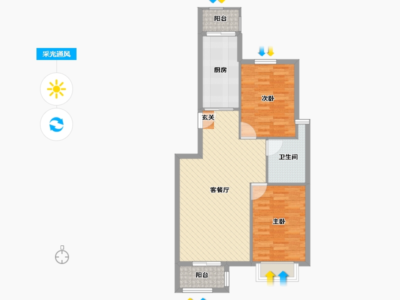 天津-天津市-金厦新都芳溪园-68.79-户型库-采光通风