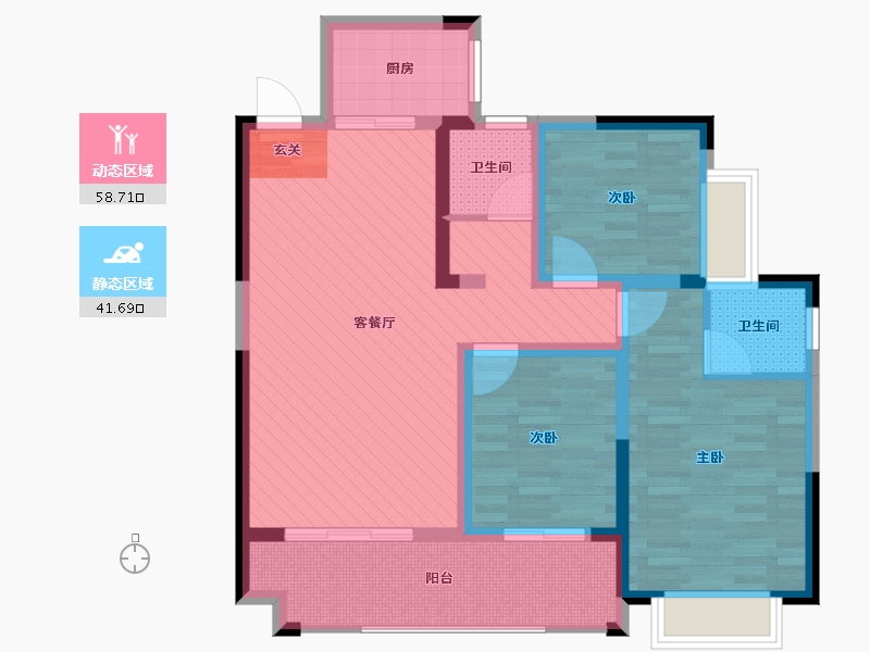 湖南省-永州市-耀江豪廷-87.38-户型库-动静分区