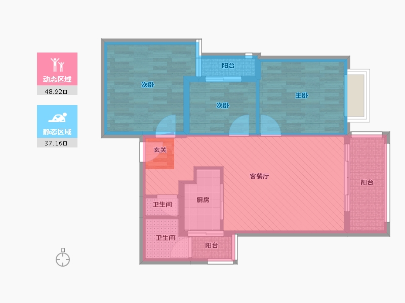 福建省-福州市-魁岐佳园-74.75-户型库-动静分区