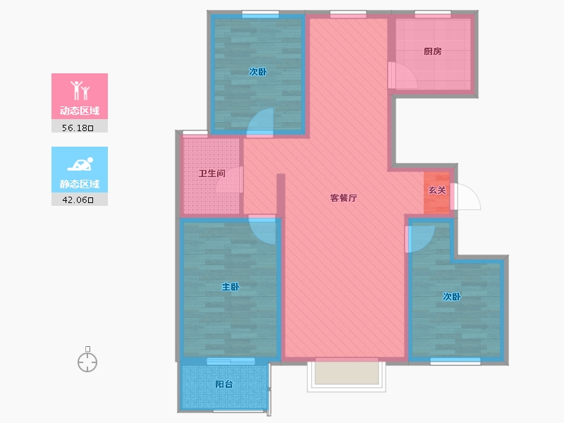 河北省-沧州市-五鑫家园小区-86.00-户型库-动静分区