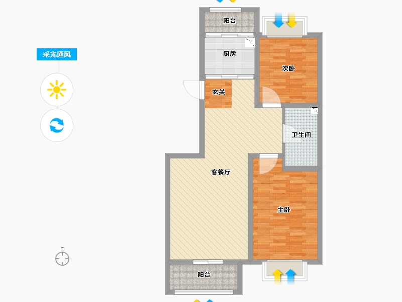 山东省-青岛市-君利依山美居-76.00-户型库-采光通风