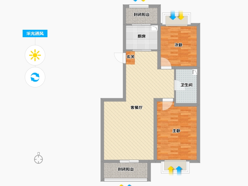 山东省-青岛市-依山美居-74.97-户型库-采光通风