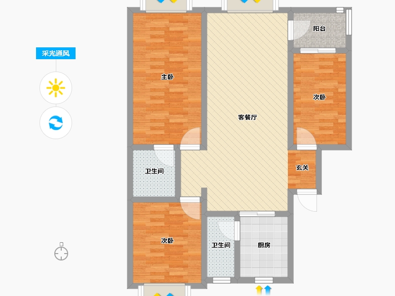 湖南省-郴州市-兴隆步行街南面10栋702-87.50-户型库-采光通风