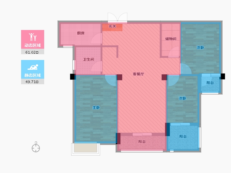 湖北省-宜昌市-梅香溪岸-98.85-户型库-动静分区