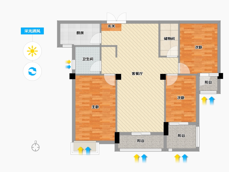 湖北省-宜昌市-梅香溪岸-98.85-户型库-采光通风