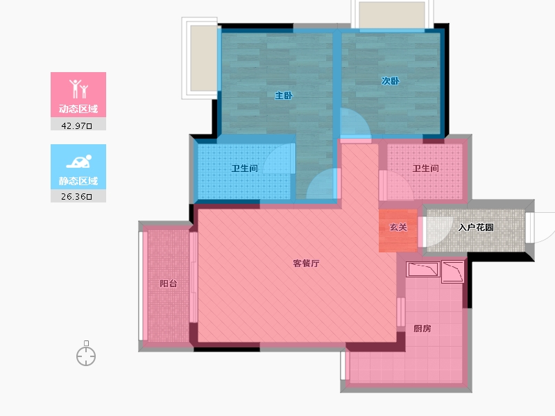 重庆-重庆市-荣城御景-62.04-户型库-动静分区