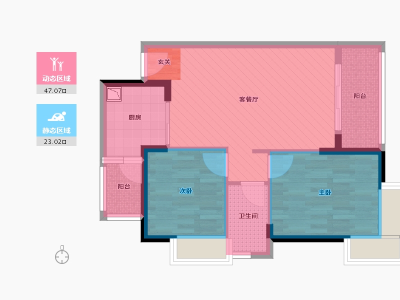 广东省-惠州市-园洲花园-61.33-户型库-动静分区