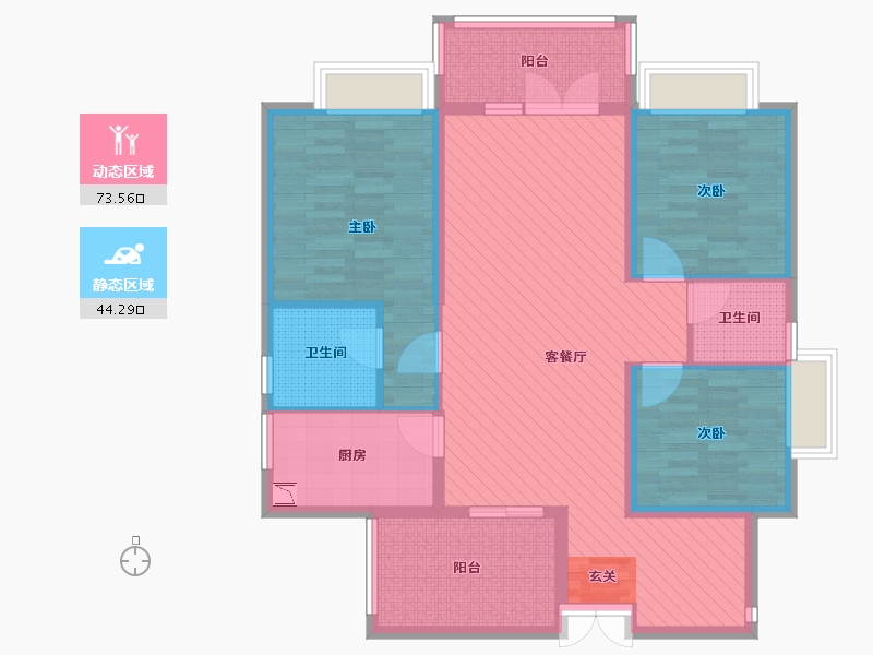 河北省-石家庄市-石家庄爱的港湾之温馨家园复式公寓-104.14-户型库-动静分区