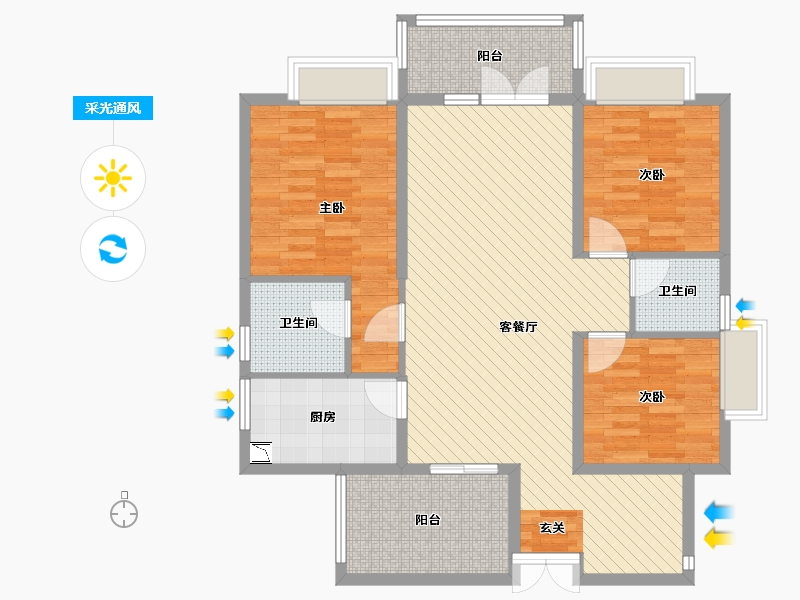 河北省-石家庄市-石家庄爱的港湾之温馨家园复式公寓-104.14-户型库-采光通风