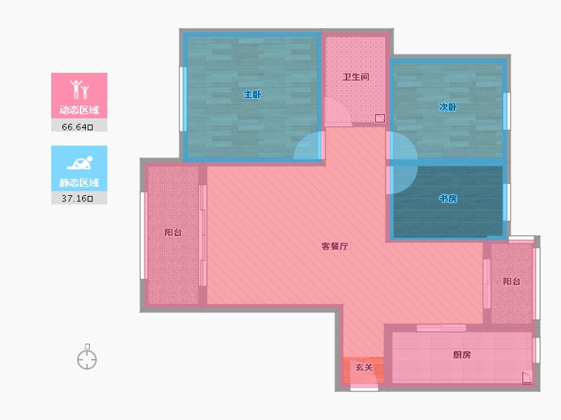 新疆维吾尔自治区-五家渠市-青湖铭城-90.50-户型库-动静分区