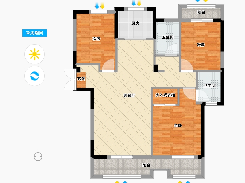 湖北省-黄石市-阳新县尚湖湾-94.62-户型库-采光通风