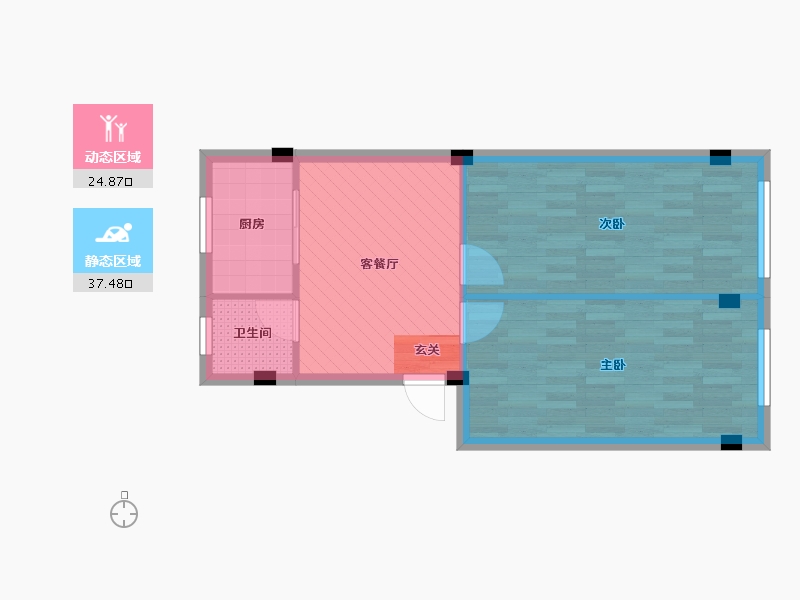 浙江省-金华市-建设二村-56.21-户型库-动静分区