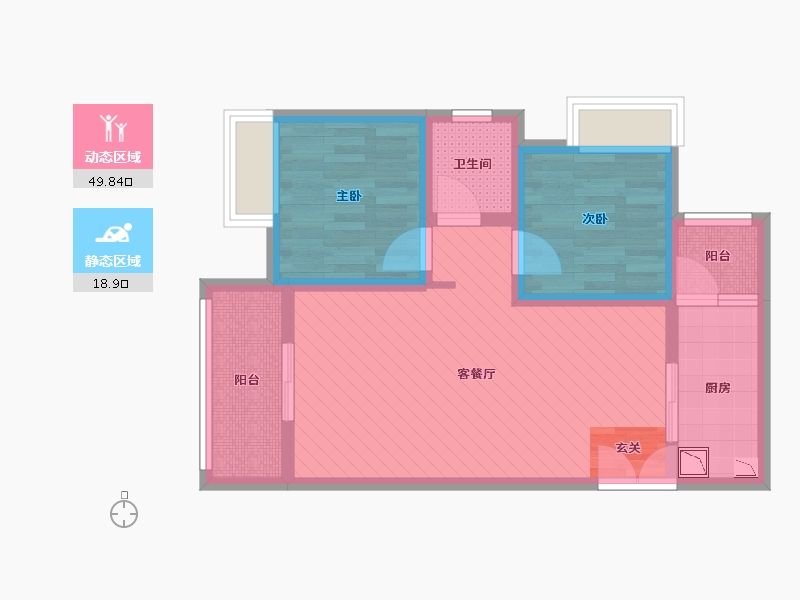 贵州省-遵义市-渝能佳苑-58.76-户型库-动静分区