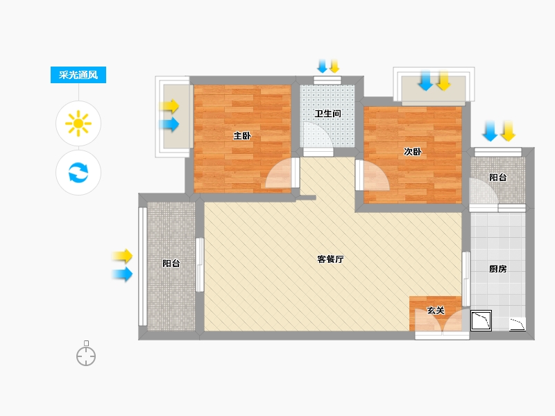 贵州省-遵义市-渝能佳苑-58.76-户型库-采光通风