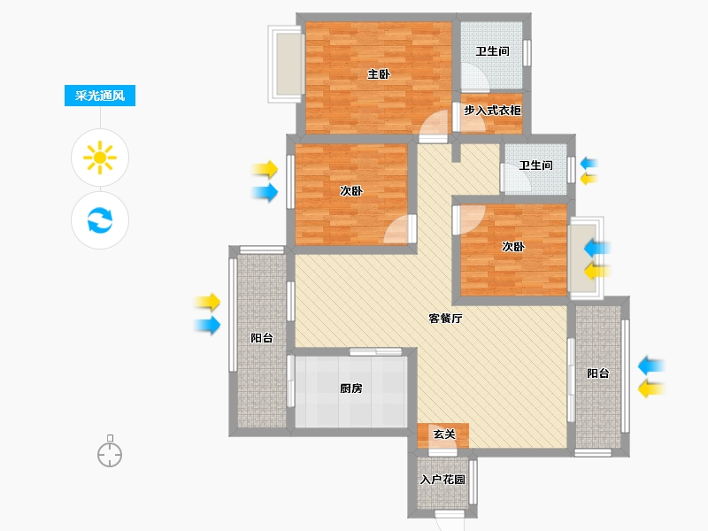 云南省-红河哈尼族彝族自治州-紫金学苑小区-101.70-户型库-采光通风