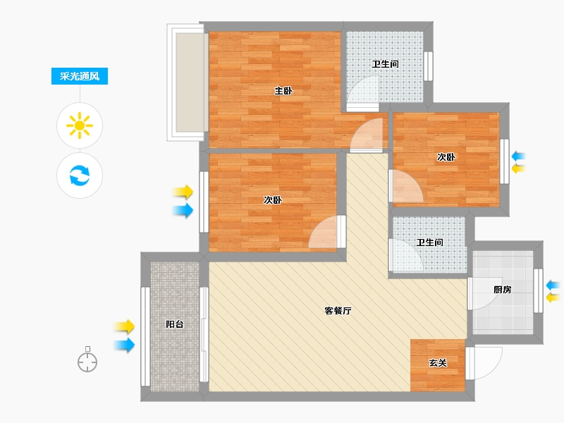 安徽省-安庆市-益兴名流-67.81-户型库-采光通风