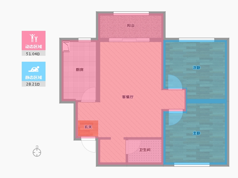 河南省-郑州市-郑州陇海社区-69.50-户型库-动静分区