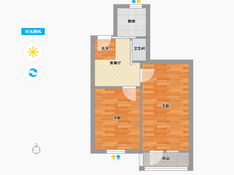 北京-北京市-静安里22号楼2门502-41.41-户型库-采光通风