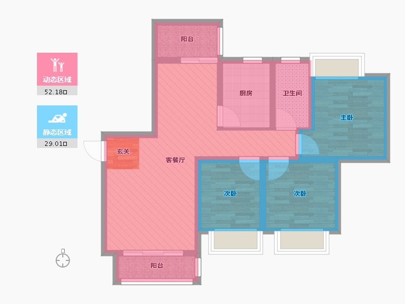 四川省-成都市-洪河城市花园-69.23-户型库-动静分区